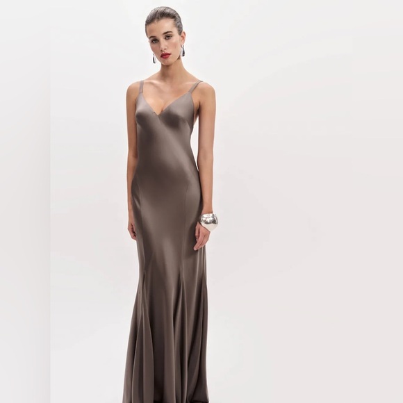 Reformation Tyler Satin Dress In Magnetic, brand new, never worn, no flaws. - Picture 3 of 4